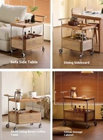 Table de chevet moderne en métal et bois avec panier tissé pour le rangement de la chambre à coucher Table d'appoint mobile