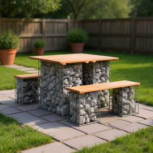 Compact Douglas Fir <b>Wood</b> Garden <b>Bench</b> Metal Frame Outdoor Patio Furniture Rustic Modern Design - Product Image 2