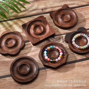Bandeja de madera maciza de una pieza con diseño de cuentas, bandeja de madera de nogal para abalorios, bandeja para guardar joyas - Product Image 3
