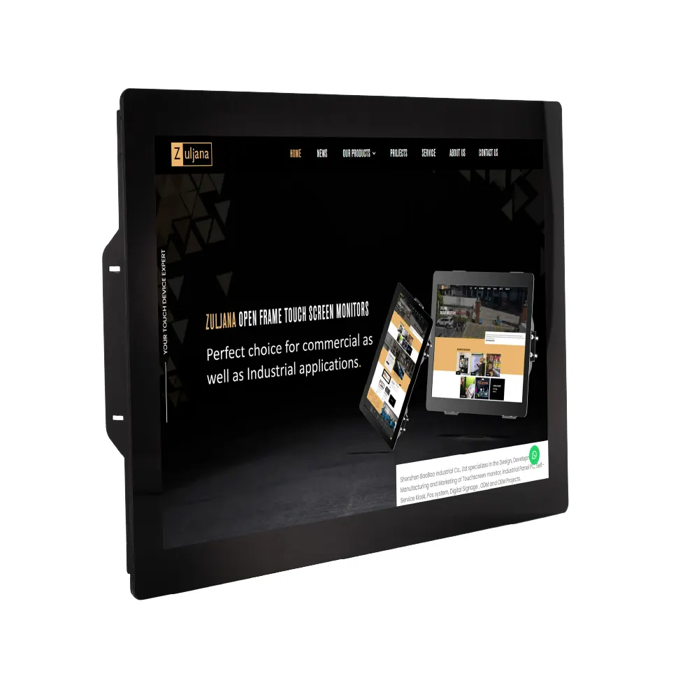 खुली सीमा एलसीडी डिस्प्ले पैनल टच मॉनिटर 21.5 "24" 27 "इंच इनडोर, आउटडोर कियोस्क के लिए कैपेसिटिव औद्योगिक टच स्क्रीन मॉनिटर