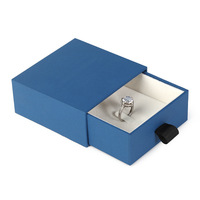 Boîte d'emballage de bijoux en carton à couvercle coulissant avec logo personnalisé de haute qualité en bleu avec tiroir d'insertion de cartes Boîte cadeau pour collier