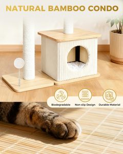 Structure d'escalade pour <span class=keywords><strong>chat</strong></span> d'intérieur moderne, style <span class=keywords><strong>nordique</strong></span>, avec poteau à gratter, lit rembourré et appartement confortable, adapté aux chats adultes - Product Image 3