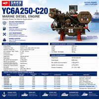 Moteur diesel marin Yuchai série YC6A250, 220 CV, 150 CV, 170 CV, 200 CV, 7,252 L, 6 cylindres, refroidi par eau, pour bateau de pêche