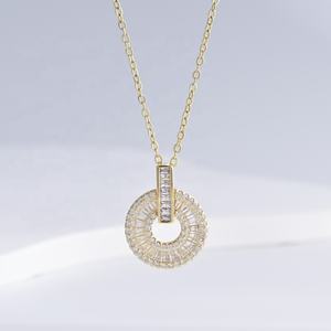 Collier pendentif planète en argent sterling 925 plaqué or 18 carats avec zircon, motif nœud rond délicat, personnalisable pour filles - Vente en gros - Product Image 5