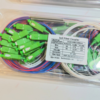 10 Buah/Lot 10/90 20/80 30/70 40/60 50/50 35/65 25/75 15/85 Pemisah Serat Mode Tunggal 1X2 FBT Konektor SC/APC FTTH Serat Optik