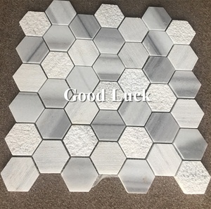 <span class=keywords><strong>Carrelage</strong></span> de sol antidérapant en marbre <span class=keywords><strong>gris</strong></span> et blanc <span class=keywords><strong>hexagonal</strong></span>, design unique, finition spéciale pour la décoration murale intérieure, épaisseur 10 mm - Product Image 2