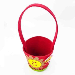 Panier à œufs de Pâques en tissu non tissé rouge, taille unique, décoration pour la fête des enfants - Product Image 2