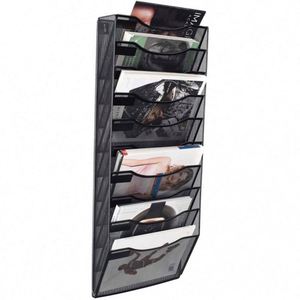 Wall Hanging File Organizer <b>Mesh</b> Metal Hanging File Folder Organizer Vertical Mail Organizer Wall Mount Document Magazine Rack - Product Image 2