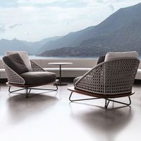 Juego de sofás apilables de aluminio con cuerda para jardín, conjunto de muebles de Patio para exteriores, 4 Uds.