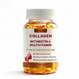 Gélules de collagène d'origine alimentaire – Soutien pour la peau et les cheveux avec biotine, multivitamines, nettoyant – Complément anti-âge naturel - Product Image 1