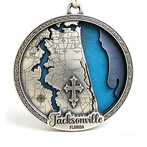 Colgante Decorativo Personalizado de Metal 3D con Mapa de Florida, Plata Antigua, Cruz Conmemorativa de la Ciudad, Brújula - Regalo de Graduación de Año Nuevo Chino - Product Image 6