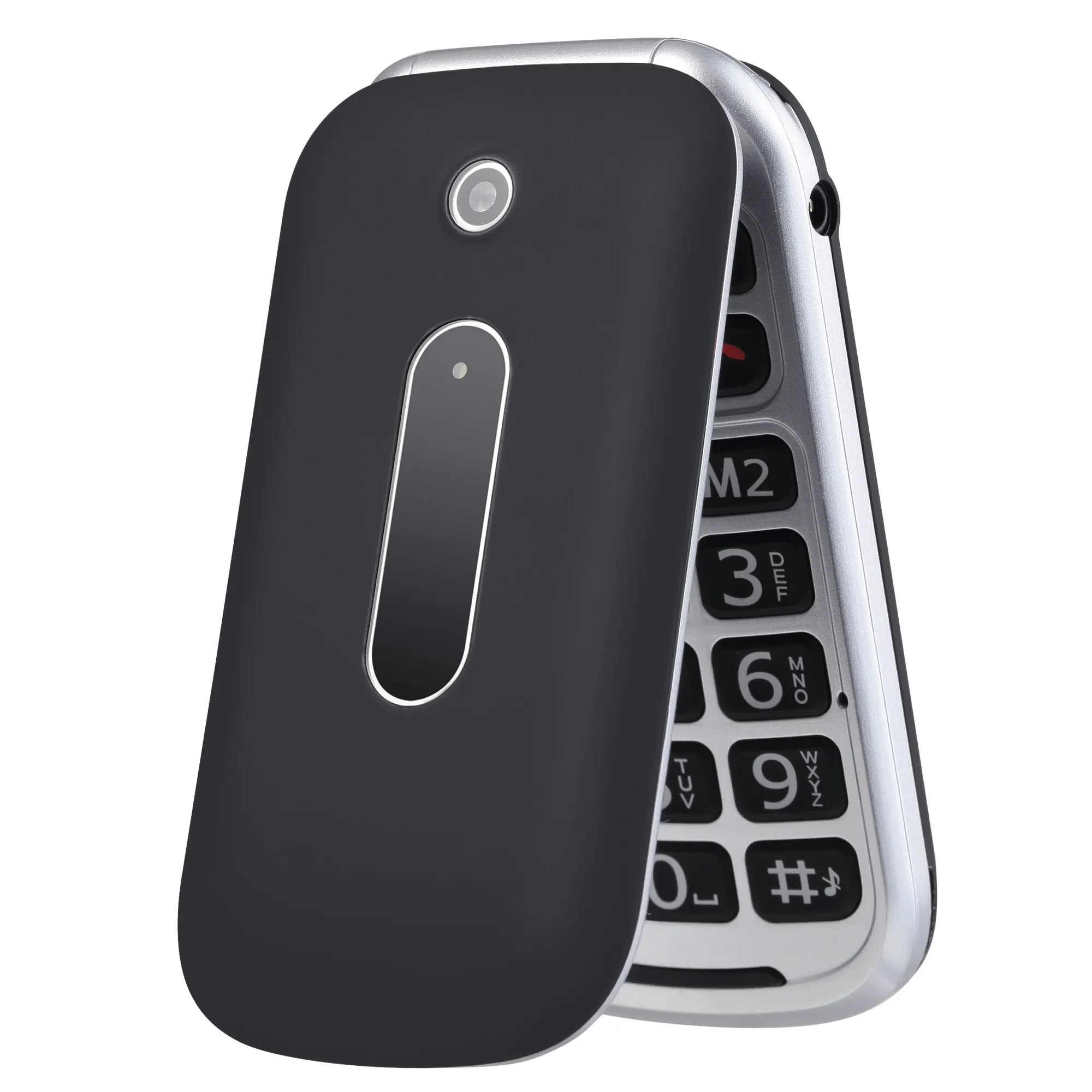 2023 Fashion Black Cellular Portable Senior Mobile Flip Phone with SOS Button
