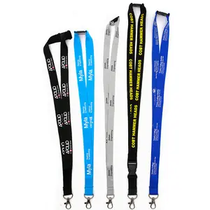 Keselamatan Kosong Sublimasi Cetak Lanyard Leher Promosi Kustom dengan Logo Desain Kustom Pemegang Kartu Id Lanyard Poliester