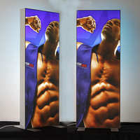 Boîte lumineuse publicitaire autoportante sans cadre en silicone avec profil en aluminium rétroéclairé par 4 LED et tissu polyester double face