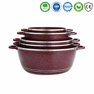Juego de Utensilios de Cocina de <span class=keywords><strong>Aluminio</strong></span> <span class=keywords><strong>Fundido</strong></span> a Presión de 10 Piezas con Tapa de Vidrio, Revestimiento de Granito Antiadherente, Ollas y Sartenes con Fondo de Inducción - Product Image 1