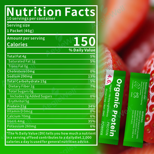 Aeglewell Poudre de protéine organique à base de plantes populaire à bon prix, saveur de fraise 4.6g X 10 - Product Image 4