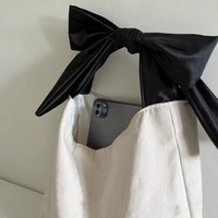 Sac fourre-tout en toile de style coréen minimaliste, frais et doux, avec nœud, grande capacité, tendance printemps, pour le shopping transfrontalier