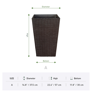 New Style Modern square Large Size Decorative Resin Plastic <strong>Plant</strong> <strong>Pot</strong> <strong>Rattan</strong> Planter <strong>Pots</strong> - Product Image 6