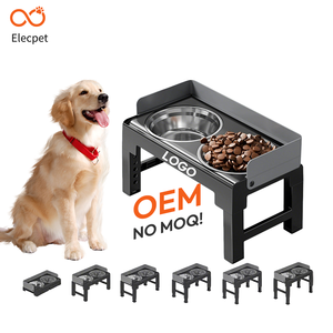 Elecpet <span class=keywords><strong>Dog</strong></span> Double <span class=keywords><strong>Bowls</strong></span> 5 Mangeoire surélevée réglable pour l'alimentation des animaux domestiques Raise Cat Food Water <span class=keywords><strong>Bowls</strong></span> avec support en acier inoxydable pour chien - Product Image 1