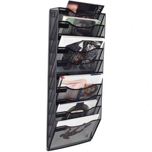 Wall Hanging <b>File</b> Organizer Mesh Metal Hanging <b>File</b> Folder Organizer Vertical Mail Organizer Wall Mount <b>Document</b> Magazine Rack - Product Image 2