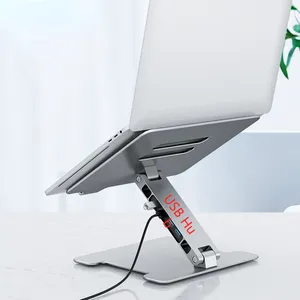 Подставка для ноутбука с USB-концентратором, SD-портами, алюминиевая складная подставка для охлаждения ноутбука, для MacBook