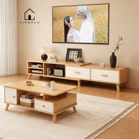 XINGRUO Ensemble de salon en MDF mélaminé à grain de chêne blanc crème naturel, vente en gros, achat en vrac, prêt pour les projets de villas