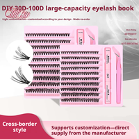 Kit de cils en grappe DIY 30D-100D, courbure D, longueurs mixtes, cils individuels PBT, pince à cils, étiquette privée OEM, vente en gros