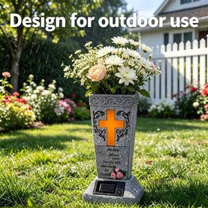 Jarrón Solar para Cementerio, Decoración Exterior de Resina Impermeable, Portaflores Conmemorativo, Regalos de Condolencia para Seres Queridos Fallecidos - Product Image 3