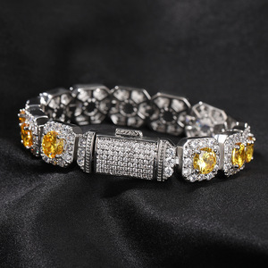 Full Diamond Bracelet With <b>Personalized</b> Copper Inlaid Zircon Couple Bracelet Colorful Rock Sugar Flip Clasp Bracelet Unisex - Product Image 1