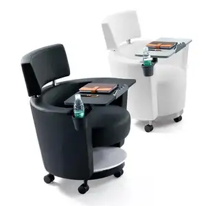 Removable Training Chair Office PU Leather Chair With Writing Pads For Office Use