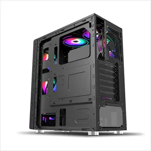 Htpc Pc Mini Mikro Horisontal Tangan Atx Generik Ukuran Penuh dan Mid Tower Led Biru Rgb Cpu Kabinet Casing Komputer dengan Pegangan