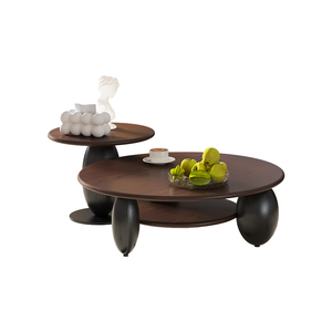 Quercia rossa multifunzione <span class=keywords><strong>Vintage</strong></span> marrone moderno elegante e minimalista Nordic rotondo in legno tavolino 1 Set - Product Image 6