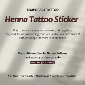 Adesivi per Tatuaggi Temporanei Bianchi Sexy con <span class=keywords><strong>Disegni</strong></span> di Mehndi Indiano e Henna Finta per Entrambe le <span class=keywords><strong>Mani</strong></span>, per Donne e Ragazze - Product Image 5