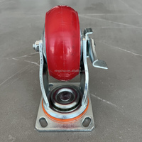 Roue pivotante industrielle NSCW1001 de 5 pouces, robuste, en fonte, avec roulement en polyuréthane PU, support pivotant et frein
