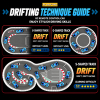 Voiture de drift RC miniature 2,4 GHz 1:64 en alliage 4x4 haute vitesse avec télécommande et batterie rechargeable