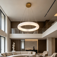 Lustre circulaire moderne en albâtre naturel, design artistique pour salon, salle à manger, villa, hôtel