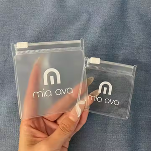 Emballage de bijoux en cristal de gemme pour boucles d'oreilles, mini 8*8cm, avec logo personnalisé, promotionnel, sérigraphie, plastique transparent givré, fermeture éclair - Product Image 2