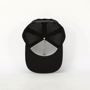 Gorras Deportivas Personalizadas al por Mayor con Logotipo Bordado de 5 Paneles, Gorra con Perforaciones Cortadas a Láser, Gorra Snapback Negra Estilo Hip Hop - Product Image 6