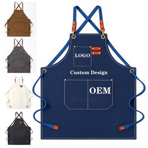 Tablier personnalisé robuste sans manches en polyester résistant à l'eau pour barista de café, chef, restaurant, homme, jardinage, barbecue - Product Image 1