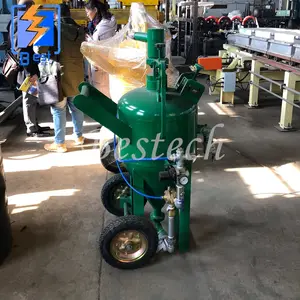 Portable dustless water wet Sand Blasting Machine, Sand Blaster Pot with mobile wheel