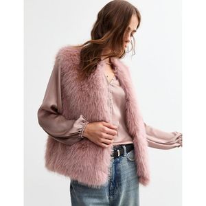 Gilet en fausse fourrure pour femme, sans manches, duveteux, ouvert sur le devant, vêtement d'extérieur d'hiver, rose, veste en fausse fourrure, cardigan, haut - Product Image 4
