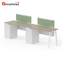Poste de travail linéaire modulaire pour 2 personnes avec rangement latéral intégré – Système de bureau moderne et organisé pour le personnel