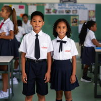 Vente en gros d'usine, uniforme scolaire pour enfants, garçons et filles, ensemble à manches courtes, motif à carreaux, uniforme scolaire