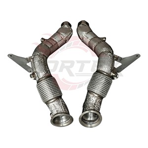 Collecteurs d'échappement Vortex en acier inoxydable avec boucliers thermiques pour Ferrari F8 Tributo 3.9T, avec soufflets flexibles et supports de capteur - Product Image 2