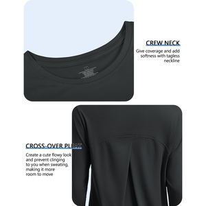 Chemises d'entraînement pour femmes UPF 50 + <span class=keywords><strong>chemisier</strong></span> à manches longues pour Yoga <span class=keywords><strong>randonnée</strong></span> hauts léger séchage rapide Protection UV extérieur personnalisé OED - Product Image 5