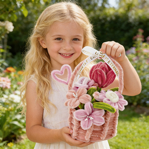 Panier de jouets DIY en élastiques à modeler, motif <span class=keywords><strong>tulipe</strong></span> effet toucher réel, pour décoration maison et fêtes, vente en gros - Product Image 2