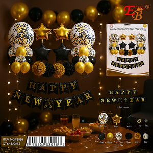 Set de Globos para Decoración de Fiestas Eb, 42 Piezas, Kit de Celebración de Año Nuevo, Estilo Elegante, Tema Dorado y Negro - Product Image 2