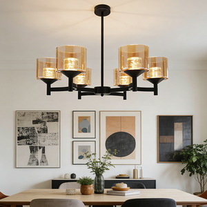 Lámpara Colgante LED de Estilo Rústico Negro con Múltiples Cabezales, Pantalla de Cristal Transparente, Lámpara Colgante de Hierro para Isla de Cocina, Comedor, Sala de Estar, Dormitorio - Product Image 3