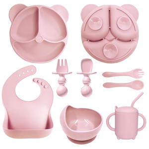 Assiette à ventouse incassable en silicone <span class=keywords><strong>tasse</strong></span> à paille ensembles d'assiettes divisées - Product Image 5