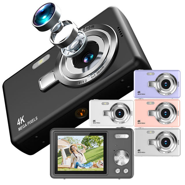 4K Vlogging Camera Q12 CCD Kids Digital Camera Gift 2.4inch IPS HD Screen Video Creative Compact Digital Cameras for Kids